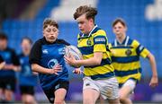 28 April 2023; Action between St Benildus College and St Davids during the Leinster Rugby South Dublin 7s Finals Day at Energia Park in Dublin. Photo by Ben McShane/Sportsfile