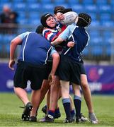 28 April 2023; Action between Templeogue and Newpark School during the Leinster Rugby South Dublin 7s Finals Day at Energia Park in Dublin. Photo by Ben McShane/Sportsfile