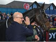 28 April 2023; Owner Simon Munir and Impaire Et Passe after winning the Alanna Homes Champion Novice Hurdle during day four of the Punchestown Festival at Punchestown Racecourse in Kildare. Photo by Seb Daly/Sportsfile