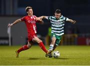 28 April 2023; Jack Byrne of Shamrock Rovers in action against Will Fitzgerald of Sligo Rovers during the SSE Airtricity Men's Premier Division match between Shamrock Rovers and Sligo Rovers at Tallaght Stadium in Dublin. Photo by Tyler Miller/Sportsfile