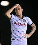28 April 2023; Dylan Connolly of Bohemians reacts after the SSE Airtricity Men's Premier Division match between UCD and Bohemians at the UCD Bowl in Dublin. Photo by Ben McShane/Sportsfile