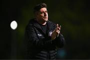 28 April 2023; Bohemians manager Declan Devine reacts after the SSE Airtricity Men's Premier Division match between UCD and Bohemians at the UCD Bowl in Dublin. Photo by Ben McShane/Sportsfile