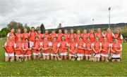 29 April 2023; The Armagh squad before the Electric Ireland Camogie Minor C All-Ireland Championship Semi-Final match between Armagh and Down at Templeport St. Aidan’s in Corrasmongan, Cavan. Photo by Stephen Marken/Sportsfile