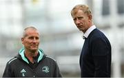 29 April 2023; Leinster head coach Leo Cullen, right, and Leinster senior coach Stuart Lancaster before the Heineken Champions Cup Semi Final match between Leinster and Toulouse at the Aviva Stadium in Dublin. Photo by Ramsey Cardy/Sportsfile