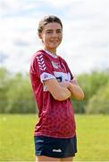 29 April 2023; Westmeath joint captain Holly Dowdall before the Electric Ireland Camogie Minor B All-Ireland Championship Semi Final match between Roscommon and Westmeath at Templeport St. Aidan’s in Corrasmongan, Cavan. Photo by Stephen Marken/Sportsfile