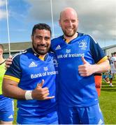 29 April 2023; Paulie Tolofua and Wes Shirley of Leinster after an Interprovincial Juniors match between Leinster and Ulster at Tullow RFC in Tullow, Carlow. Photo by Matt Browne/Sportsfile