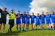 29 April 2023; Leinster head coach Enda Finn with his players after an Interprovincial Juniors match between Leinster and Ulster at Tullow RFC in Tullow, Carlow. Photo by Matt Browne/Sportsfile