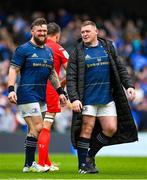 29 April 2023; Andrew Porter, left, and Tadhg Furlong of Leinster after the Heineken Champions Cup Semi Final match between Leinster and Toulouse at the Aviva Stadium in Dublin. Photo by Brendan Moran/Sportsfile