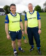 29 April 2023; Roscommon joint managers, Seán O'Brien, left, and Colm Kelly after the Electric Ireland Camogie Minor B All-Ireland Championship Semi Final match between Roscommon and Westmeath at Templeport St. Aidan’s in Corrasmongan, Cavan. Photo by Stephen Marken/Sportsfile