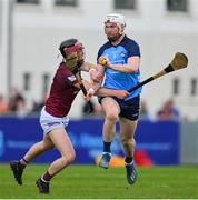29 April 2023; Chris O'Leary of Dublin is tackled by Johnny Bermingham of Westmeath during the Leinster GAA Hurling Senior Championship Round 2 match between Dublin and Westmeath at Parnell Park in Dublin. Photo by Ray McManus/Sportsfile