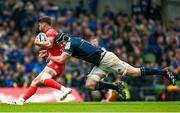 29 April 2023; Romain Ntamack of Toulouse is tackled by James Ryan of Leinster during the Heineken Champions Cup Semi-Final match between Leinster and Toulouse at the Aviva Stadium in Dublin. Photo by Harry Murphy/Sportsfile