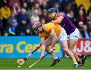 29 April 2023; Eoghan Campbell of Antrim in action against Jack O'Connor of Wexford during the Leinster GAA Hurling Senior Championship Round 2 match between Wexford and Antrim at Chadwicks Wexford Park in Wexford. Photo by Tyler Miller/Sportsfile