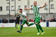 29 April 2023; Paul Breen of St Michael's AFC celebrates his side's first goal, scored by teammate David Slattery, during the FAI Junior Cup Final match between St Michael’s AFC and Newmarket Celtic at Jackman Park in Limerick. Photo by Seb Daly/Sportsfile