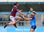 29 April 2023; Cian Boland of Dublin is tackled by Johnny Bermingham of Westmeath during the Leinster GAA Hurling Senior Championship Round 2 match between Dublin and Westmeath at Parnell Park in Dublin. Photo by Ray McManus/Sportsfile