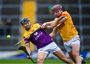 29 April 2023; Liam Óg McGovern of Wexford in action against Eoghan Campbell of Antrim during the Leinster GAA Hurling Senior Championship Round 2 match between Wexford and Antrim at Chadwicks Wexford Park in Wexford. Photo by Tyler Miller/Sportsfile