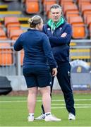 29 April 2023; Ireland head coach Greg McWilliams and Backs coach Niamh Briggs before the TikTok Women's Six Nations Rugby Championship match between Scotland and Ireland at DAM Health Stadium in Edinburgh, Scotland. Photo by Paul Devlin/Sportsfile