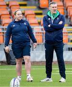 29 April 2023; Ireland head coach Greg McWilliams and Backs coach Niamh Briggs before the TikTok Women's Six Nations Rugby Championship match between Scotland and Ireland at DAM Health Stadium in Edinburgh, Scotland. Photo by Paul Devlin/Sportsfile