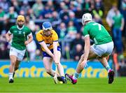 29 April 2023; Diarmuid Ryan of Clare in action against Kyle Hayes of Limerick during the Munster GAA Hurling Senior Championship Round 2 match between Limerick and Clare at TUS Gaelic Grounds in Limerick. Photo by Piaras Ó Mídheach/Sportsfile