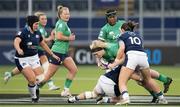 29 April 2023; Sam Monaghan of Ireland is tackled during the TikTok Women's Six Nations Rugby Championship match between Scotland and Ireland at DAM Health Stadium in Edinburgh, Scotland. Photo by Paul Devlin/Sportsfile