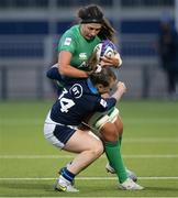29 April 2023; Nichola Fryday of Ireland is tackled by Coreen Grant of Scotland during the TikTok Women's Six Nations Rugby Championship match between Scotland and Ireland at DAM Health Stadium in Edinburgh, Scotland. Photo by Paul Devlin/Sportsfile