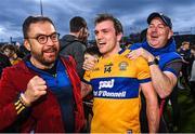29 April 2023; Shane O'Donnell of Clare celebrates with supporters after his side's victory in the Munster GAA Hurling Senior Championship Round 2 match between Limerick and Clare at TUS Gaelic Grounds in Limerick. Photo by Piaras Ó Mídheach/Sportsfile