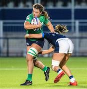 29 April 2023; Brittany Hogan of Ireland is tackled by Emma Orr of Sotland during the TikTok Women's Six Nations Rugby Championship match between Scotland and Ireland at DAM Health Stadium in Edinburgh, Scotland. Photo by Paul Devlin/Sportsfile