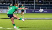 29 April 2023; Dannah O'Brien of Ireland scores a second half conversion during the TikTok Women's Six Nations Rugby Championship match between Scotland and Ireland at DAM Health Stadium in Edinburgh, Scotland. Photo by Paul Devlin/Sportsfile
