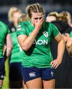 29 April 2023; Dorothy Wall of Ireland looks dejected after the TikTok Women's Six Nations Rugby Championship match between Scotland and Ireland at DAM Health Stadium in Edinburgh, Scotland. Photo by Paul Devlin/Sportsfile