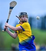 29 April 2023; Lilly Murray of Roscommon during the Electric Ireland Camogie Minor B All-Ireland Championship Semi Final match between Roscommon and Westmeath at Templeport St. Aidan’s in Corrasmongan, Cavan. Photo by Stephen Marken/Sportsfile