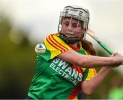 29 April 2023; Leah Ryan of Carlow during the Electric Ireland Camogie Minor B All-Ireland Championship Semi-Final match between Carlow and Laois at Banagher in Offaly. Photo by Tom Beary/Sportsfile