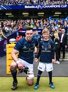 29 April 2023; James Ryan of Leinster with matchday mascot Con Cullen before the Heineken Champions Cup Semi-Final match between Leinster and Toulouse at the Aviva Stadium in Dublin. Photo by Harry Murphy/Sportsfile