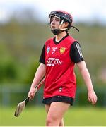 29 April 2023; Claire Morgan of Down during the Electric Ireland Camogie Minor C All-Ireland Championship Semi Final match between Armagh and Down at Templeport St. Aidan’s in Corrasmongan, Cavan. Photo by Stephen Marken/Sportsfile
