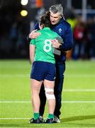 29 April 2023; Ireland head coach Greg McWilliams with Deirbhile Nic a Bhaird of Ireland after the TikTok Women's Six Nations Rugby Championship match between Scotland and Ireland at DAM Health Stadium in Edinburgh, Scotland. Photo by Paul Devlin/Sportsfile