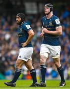 29 April 2023; Charlie Ngatai, left, and James Ryan of Leinster during the Heineken Champions Cup Semi-Final match between Leinster and Toulouse at the Aviva Stadium in Dublin. Photo by Harry Murphy/Sportsfile