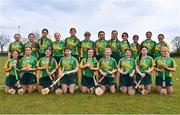 30 April 2023; The Donegal squad before the Electric Ireland Camogie Minor C All-Ireland Championship Shield Final match between Donegal and Tyrone at Tír na nÓg Randalstown in Antrim. Photo by Stephen Marken/Sportsfile