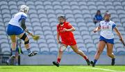 30 April 2023; Amy O'Connor of Cork has a shot on goal saved by Waterford goalkeeper Brianna O'Regan during the Munster Senior Camogie Championship Quarter Final match between Cork and Waterford at Páirc Uí Chaoimh in Cork. Photo by Brendan Moran/Sportsfile