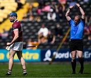 30 April 2023; Conor Cooney of Galway celebrates a free in during the Leinster GAA Hurling Senior Championship Round 2 match between Kilkenny and Galway at UPMC Nowlan Park in Kilkenny. Photo by Harry Murphy/Sportsfile
