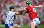 30 April 2023; Jamie Barron of Waterford in action against Brian Roche of Cork during the Munster GAA Hurling Senior Championship Round 2 match between Cork and Waterford at Páirc Uí Chaoimh in Cork. Photo by David Fitzgerald/Sportsfile