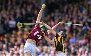 30 April 2023; Brian Concannon of Galway wins possession under pressure from Mikey Butler of Kilkenny  during the Leinster GAA Hurling Senior Championship Round 2 match between Kilkenny and Galway at UPMC Nowlan Park in Kilkenny. Photo by Ray McManus/Sportsfile
