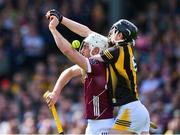 30 April 2023; Jason Flynn of Galway is tackled by David Blanchfield of Kilkenny during the Leinster GAA Hurling Senior Championship Round 2 match between Kilkenny and Galway at UPMC Nowlan Park in Kilkenny. Photo by Ray McManus/Sportsfile