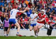 30 April 2023; Patrick Horgan of Cork in action against Jack Fagan and Jamie Barron of Waterford during the Munster GAA Hurling Senior Championship Round 2 match between Cork and Waterford at Páirc Uí Chaoimh in Cork. Photo by Brendan Moran/Sportsfile