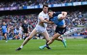 30 April 2023; Colm Basquel of Dublin in action against Kevin Flynn of Kildare during the Leinster GAA Football Senior Championship Semi Final match between Dublin and Kildare at Croke Park in Dublin. Photo by Seb Daly/Sportsfile