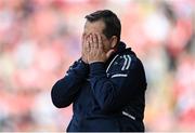 30 April 2023; Waterford manager Davy Fitzgerald reacts during the Munster GAA Hurling Senior Championship Round 2 match between Cork and Waterford at Páirc Uí Chaoimh in Cork. Photo by David Fitzgerald/Sportsfile