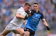 30 April 2023; Paddy Woodgate of Kildare in action against Lee Gannon of Dublin during the Leinster GAA Football Senior Championship Semi Final match between Dublin and Kildare at Croke Park in Dublin. Photo by Ben McShane/Sportsfile