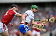 30 April 2023; Michael Kiely of Waterford in action against Robert Downey of Cork during the Munster GAA Hurling Senior Championship Round 2 match between Cork and Waterford at Páirc Uí Chaoimh in Cork. Photo by David Fitzgerald/Sportsfile