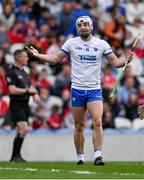 30 April 2023; Dessie Hutchinson of Waterford reacts to the umpires after Cork goalkeeper Patrick Collins cleared the ball off the line during the Munster GAA Hurling Senior Championship Round 2 match between Cork and Waterford at Páirc Uí Chaoimh in Cork. Photo by Brendan Moran/Sportsfile