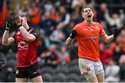 30 April 2023; Andrew Murnin of Armagh celebrates his side's third goal during the Ulster GAA Football Senior Championship Semi Final match between Armagh and Down at St Tiernach’s Park in Clones, Monaghan. Photo by Ramsey Cardy/Sportsfile