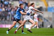 30 April 2023; Paul Cribbin of Kildare in action against Seán Bugler of Dublin during the Leinster GAA Football Senior Championship Semi Final match between Dublin and Kildare at Croke Park in Dublin. Photo by Ben McShane/Sportsfile