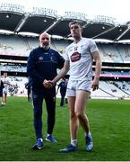 30 April 2023; Kildare manager Glenn Ryan consoles Darragh Kirwan of Kildare after the Leinster GAA Football Senior Championship Semi Final match between Dublin and Kildare at Croke Park in Dublin. Photo by Ben McShane/Sportsfile