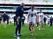 30 April 2023; Kildare manager Glenn Ryan consoles Jimmy Hyland of Kildare after the Leinster GAA Football Senior Championship Semi Final match between Dublin and Kildare at Croke Park in Dublin. Photo by Ben McShane/Sportsfile